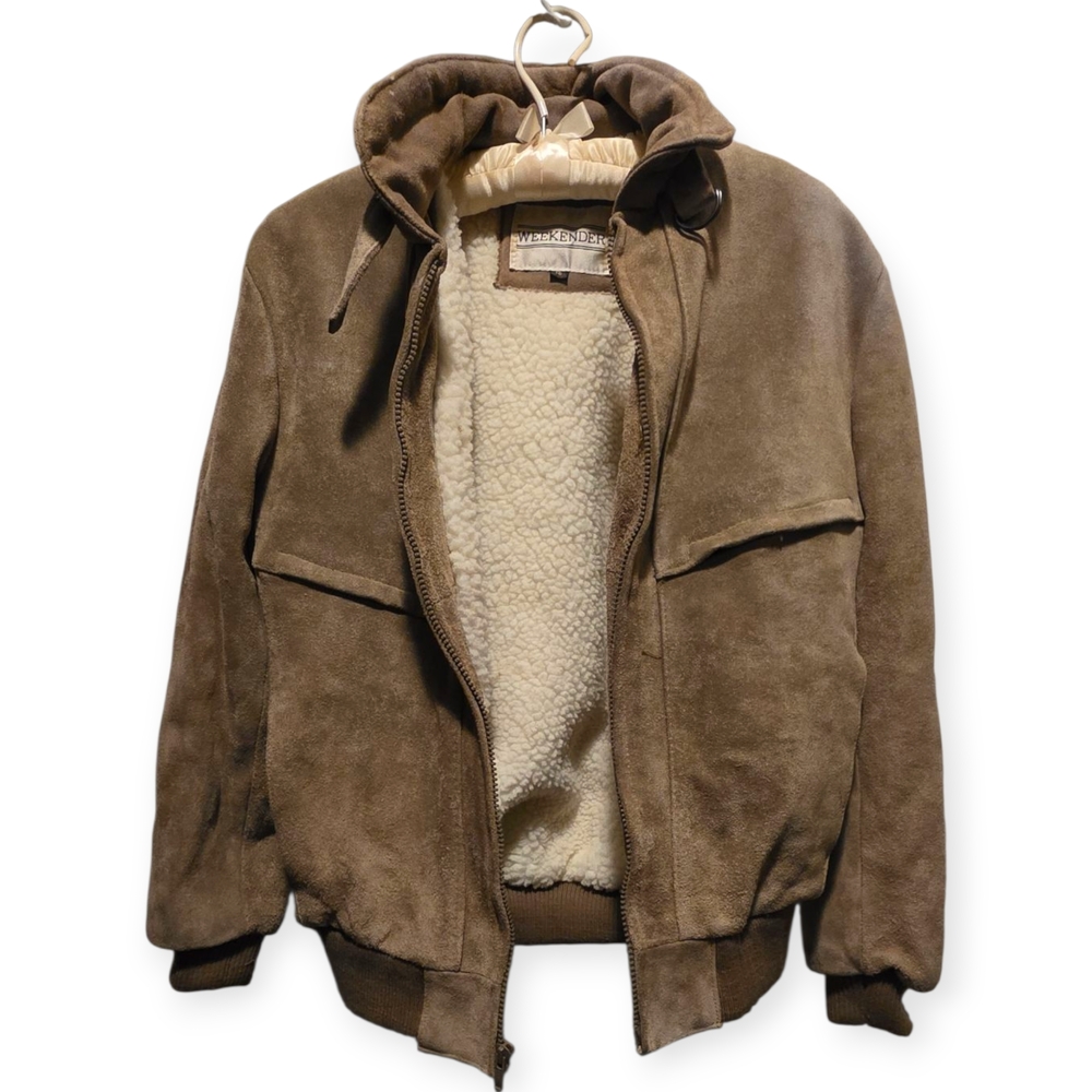 Men's Brown Suede Jacket with Sherpa Lining